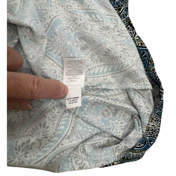 J Jill Wearever Collection Sz M Petite Paisley Tunic Top Long Sleeve Blue Multi - Picture 6 of 7